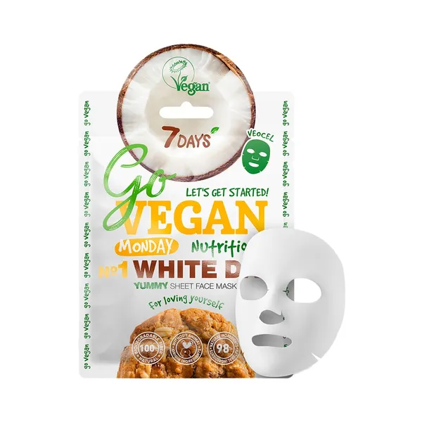 Näomask Govegan Esmaspäev White Day, 7DAYS, 1tk