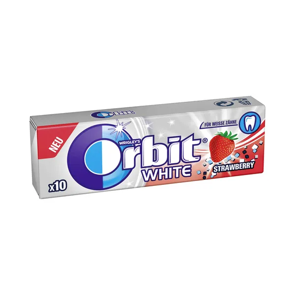 Närimiskumm maasikamaitseline suhkruvaba white magusainetega, ORBIT, 14 g