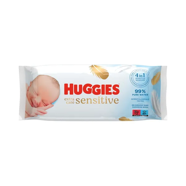 Niisked salvrätikud Extra Care Sensitive, HUGGIES, 56 tk