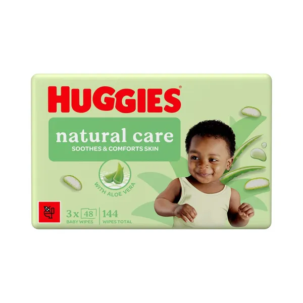 Niisked salvrätikud Natural Care 3x48tk, HUGGIES, 144 tk