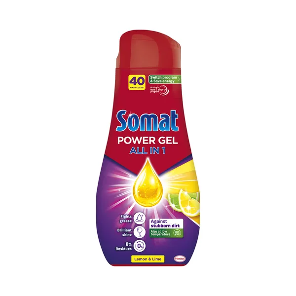 Nõudepesumasina geel All in One Lemon 40 pk, SOMAT, 872 g