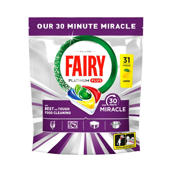 Nõudepesumasina kapslid Platinum+ Lemon Miracle, FAIRY, 31 tk