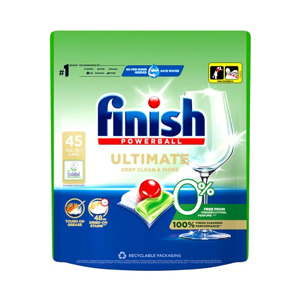 Nõudepesumasina tabletid Ultimate 0%, FINISH, 45 tk