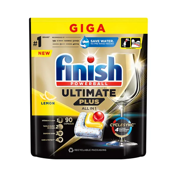 Nõudepesumasina tabletid Ultimate Plus Lemon, FINISH, 90 tk