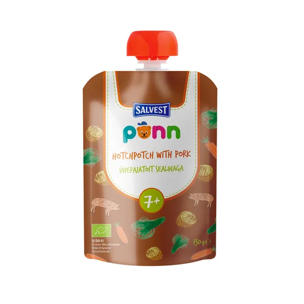 Ökoloogiline ühepajatoit sealihaga PÕNN, 130g,  7+, ÖKO, EE-ÖKO-03