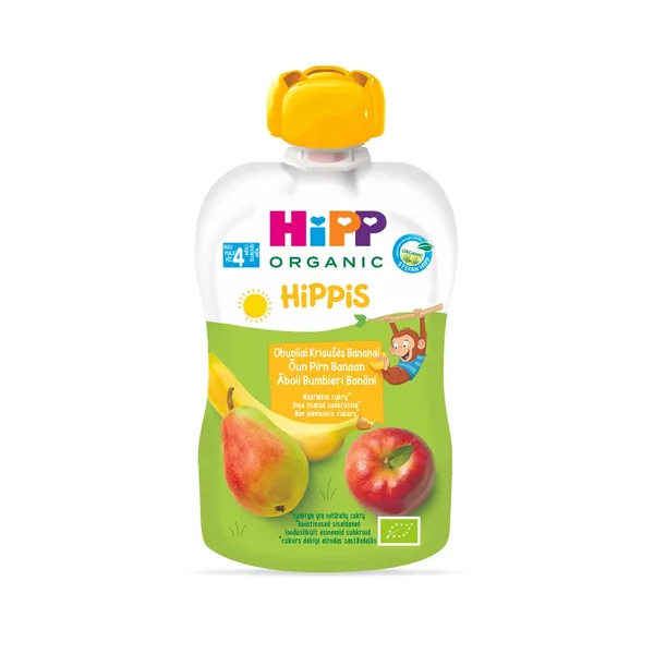 Õuna-, pirni- ja banaanipüree mahe 4+, HIPP, 100 g
