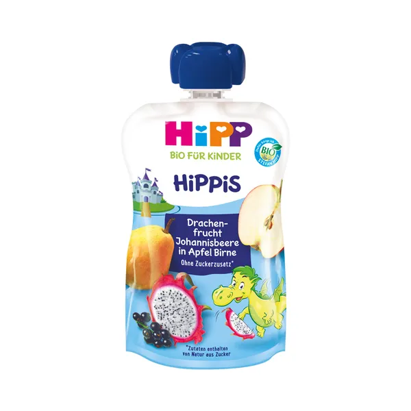 Õuna-pirnipüree draakonvilja ja musta sõstraga BIO 12+, HIPP, 100 g
