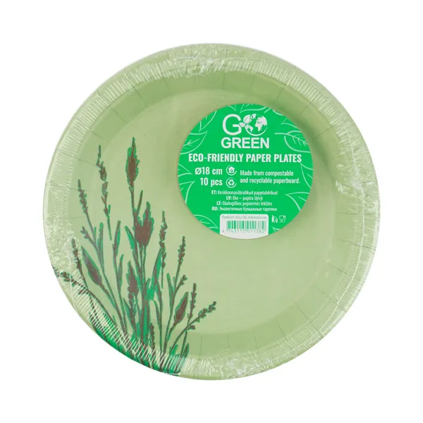 Papptaldrikud 18cm, GO GREEN, 10 tk