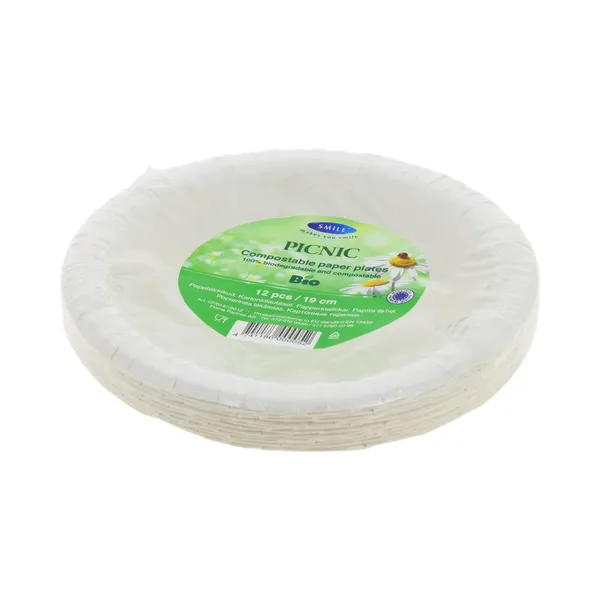 Papptaldrikud 19cm, SMILE, 12 tk