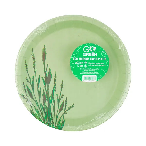Papptaldrikud 22cm, GO GREEN, 10 tk