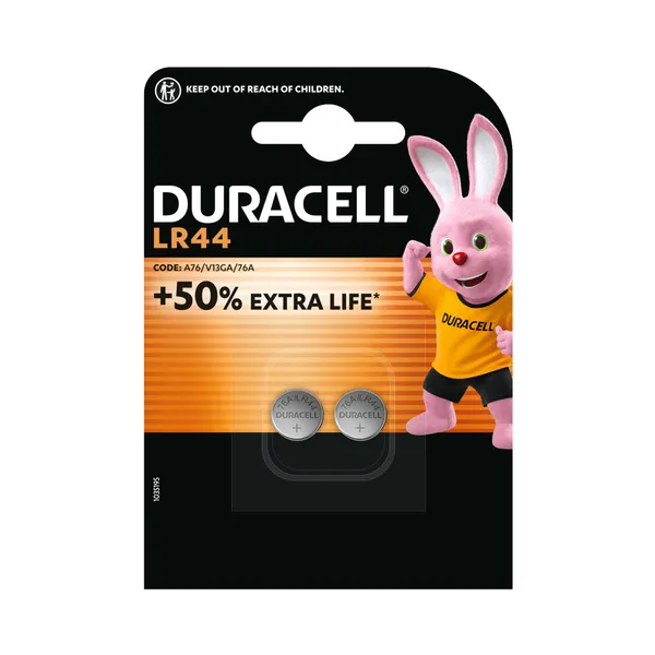 Patareid DURACELL Alkaline LR44, 2tk.