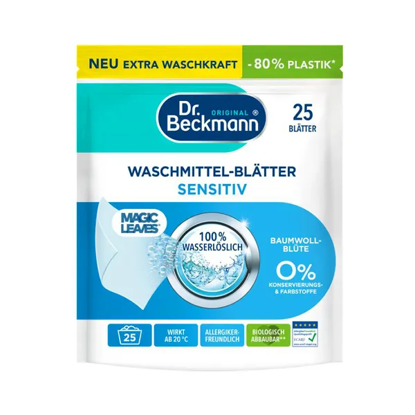 Pesuvahendi lehed Magic Leaves Sensitive, DR.BECKMANN, 25 tk
