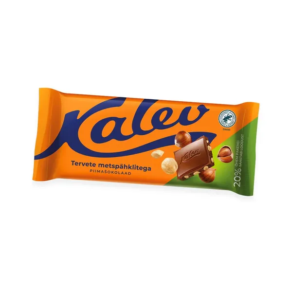 Piimašokolaad tervete metspähklitega, KALEV, 100 g