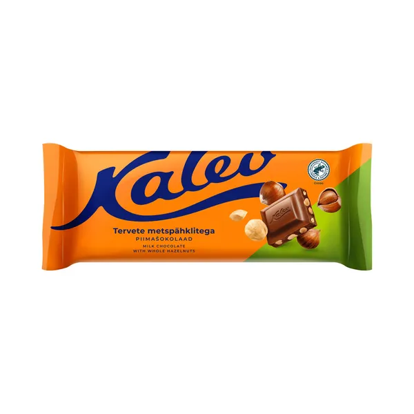 Piimašokolaad tervete metspähklitega, KALEV, 190 g