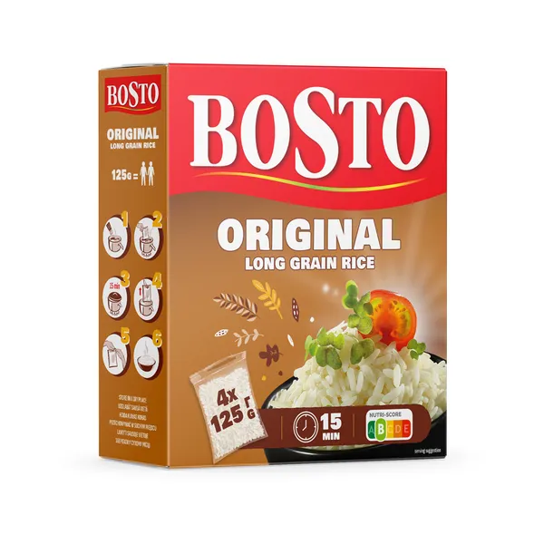 Pikateraline riis 4 x 125 g, BOSTO, 500 g