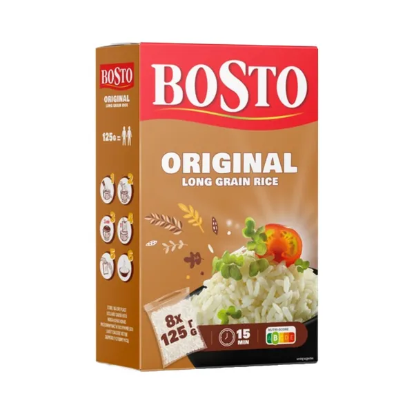 Pikateraline riis 8 x 125 g, BOSTO, 1 kg