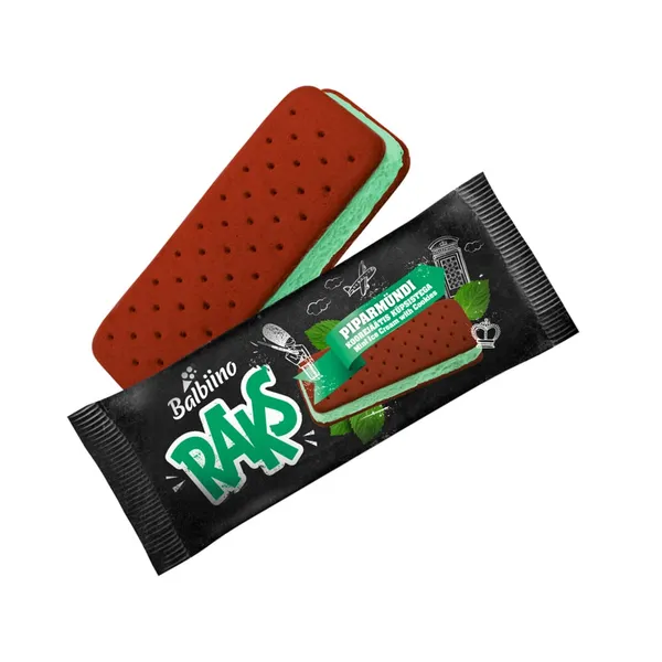 Piparmündi-koorejäätis küpsistega, RAKS, 56 g