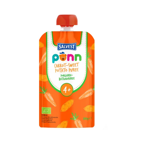 Porgandi-bataadipüree ökoloogiline 4+, PÕNN, 100g
