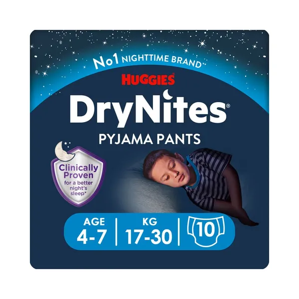Püksmähkmed Dry Nites poistele, 4-7 aastat, HUGGIES, 17-30 kg/10 tk