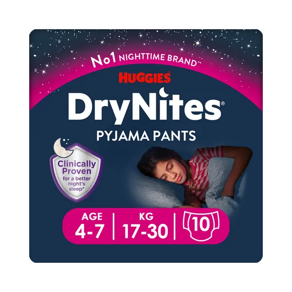 Püksmähkmed Dry Nites tüdrukutele, HUGGIES, 17-30 kg/10 tk