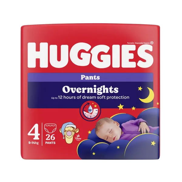 Püksmähkmed Overnights 4 9-14kg, HUGGIES, 26 tk