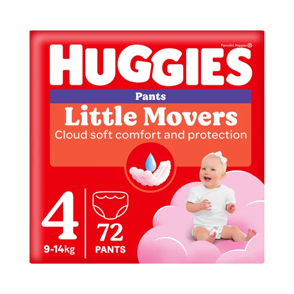 Püksmähkmed Pants Little Movers 4 Box Girl, HUGGIES,  9-14 kg/72 tk