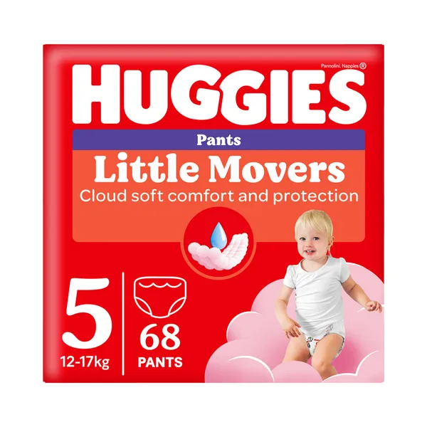 Püksmähkmed Pants Little Movers 5 Box Girl, HUGGIES, 12-17 kg/68 tk