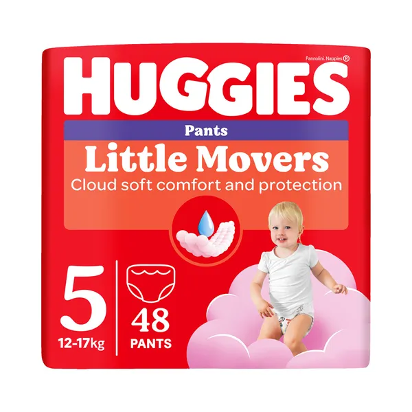 Püksmähkmed Pants Little Movers 5 Girl 12-17kg, HUGGIES, 48 tk
