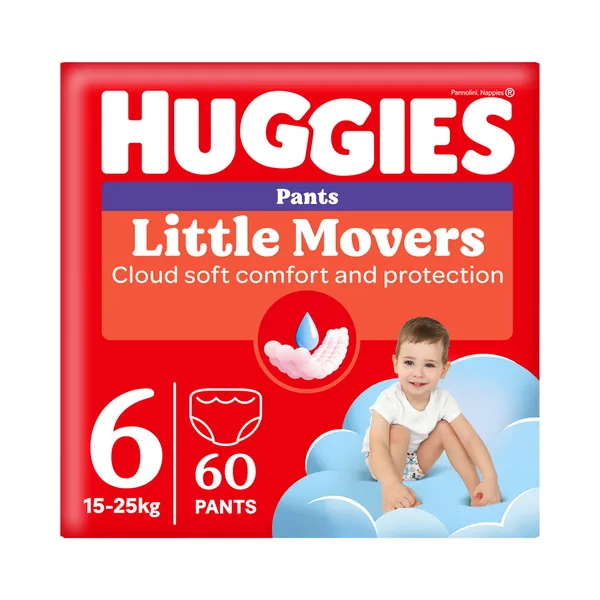 Püksmähkmed Pants Little Movers 6 Box Boy, HUGGIES, 15-25 kg/60 tk