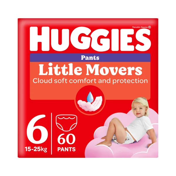 Püksmähkmed Pants Little Movers 6 Box Girl, HUGGIES, 15-25 kg/60 tk