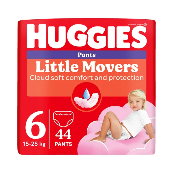 Püksmähkmed Pants Little Movers 6 Girl 15-25kg, HUGGIES, 44 tk