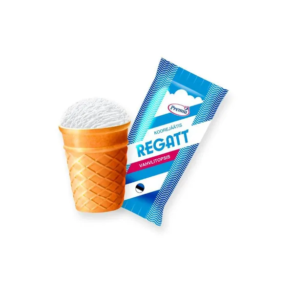 Regatt vanilli koorejäätis vahvlitopsis, PREMIA, 65 g
