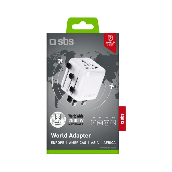 Reisiadapter 2500W EU/UK/US/AUS, SBS, 1 tk