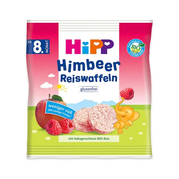 Riisivahvlid vaarikatega 8+ öko, HIPP, 30 g