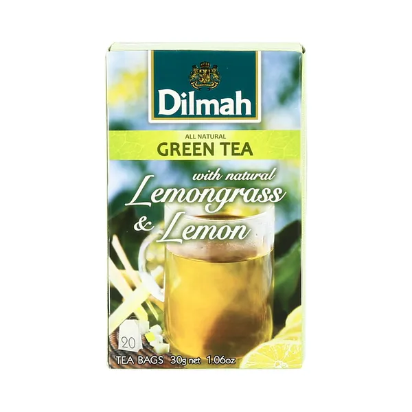 Roheline tee sidrunheina ja sidruniga niidiga kotis 20pk, DILMAH, 30 g