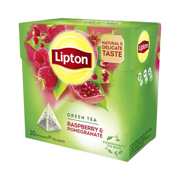 Roheline tee vaarika/granaatoõuna püramiid kotis 20pk, LIPTON, 28 g