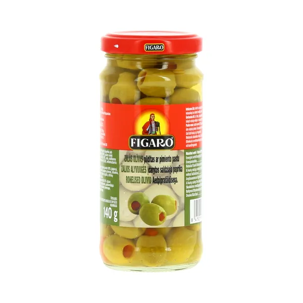 Rohelised oliivid paprikaga, FIGARO, 240 g
