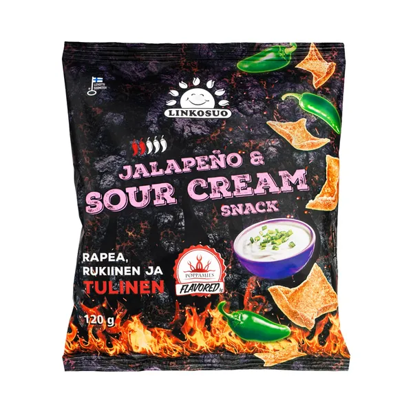Rukkikrõpsud Poppamies jalapeno-hapukoor, LINKOSUO, 120 g