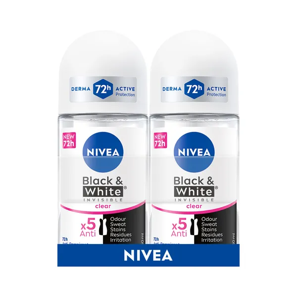 Rulldeo Black&White Clear 2-pakk, NIVEA, 100ml