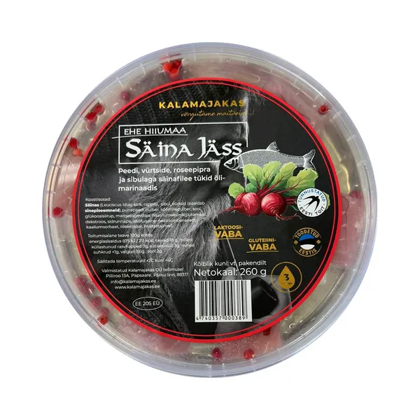 Säina Jäss marineeritud punase peedi, vürtside ja sibulaga, KALAMAJAKAS, 260 g