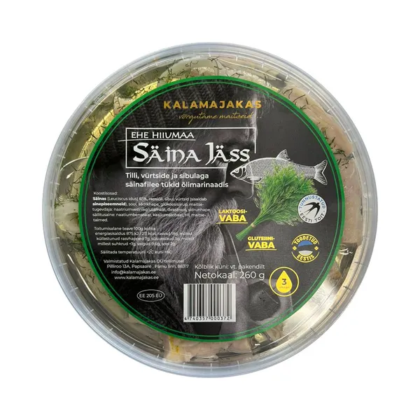 Säina Jäss marineeritud tilli, vürtside ja sibulaga, KALAMAJAKAS, 260 g