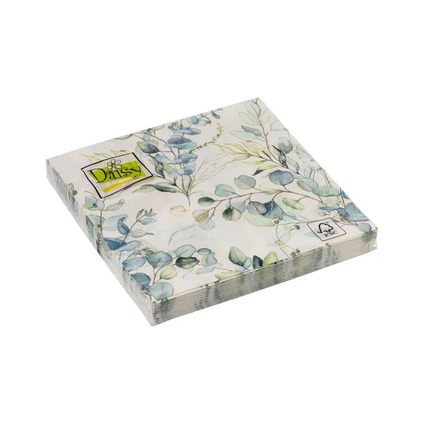 Salvrätikud 33x33cm, 2-kihilised, hallid lehed, DAISY, 20 tk