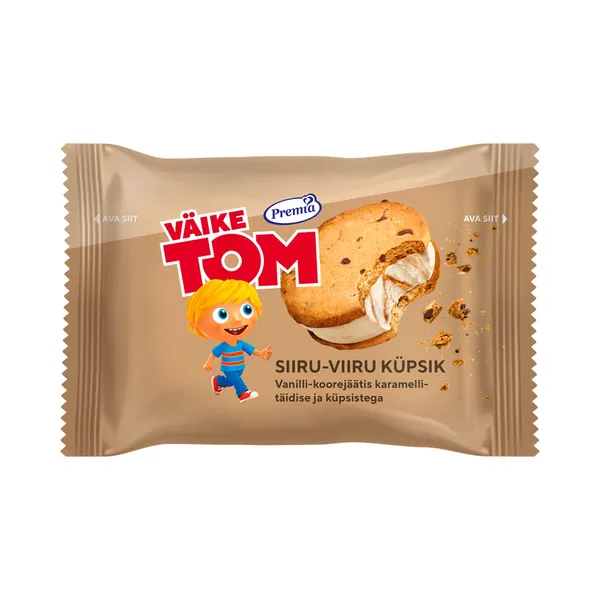 Siiru-viiru küpsik vanilli-koorejäätis karamellitäidisega, VÄIKE TOM, 80 g