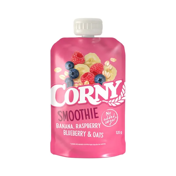 Smuuti banaani, vaarika, mustika ja kaerahelvestega, CORNY, 120 g