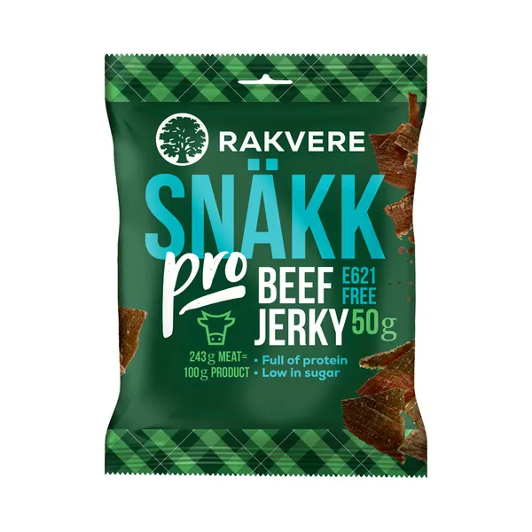 Snäkk pro Beef jerky, RAKVERE LK, 50 g