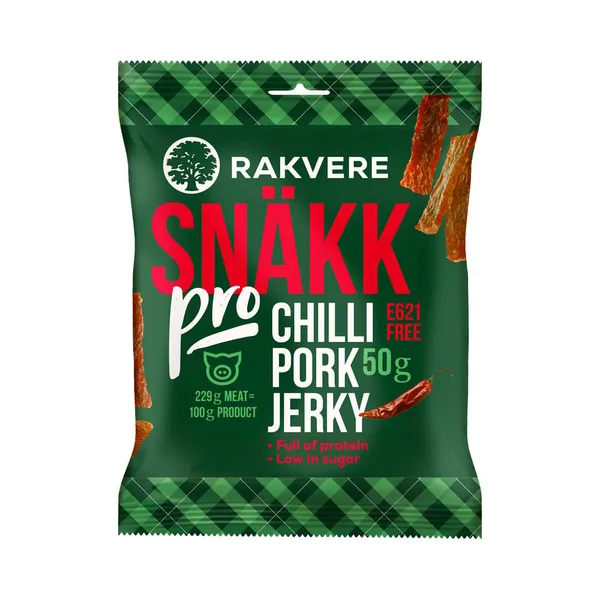 Snäkk pro Chilli pork jerky, RAKVERE LK, 50 g