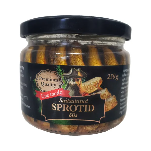 Sprotid suitsutatud õlis, PIRATE BARBAROSSA'S GOLD, 250 g