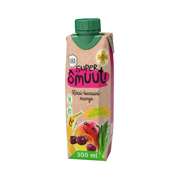 Supersmuuti Aura kirsi-banaani-mango odravõrsega 0,3l