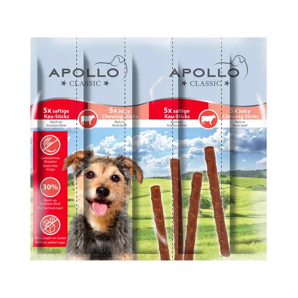Täiendsööt. Närimispulgad loomalihaga koertele ( lihasisaldus 95%), APOLLO, 55g
