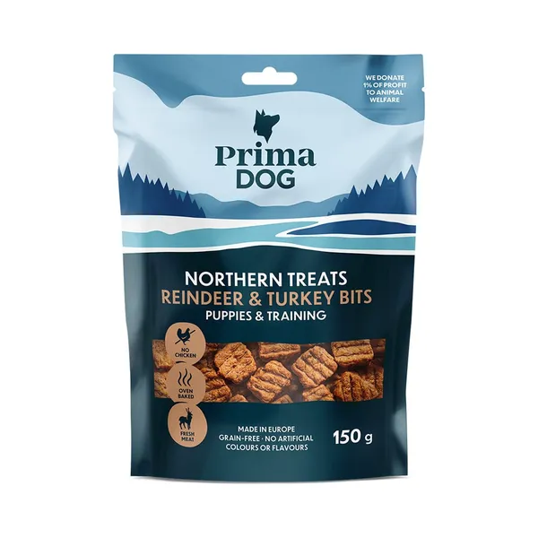 Täiendsööt. Northen Treats Bites maius kutsikatele põhjapõder-kalkun, PRIMADOG, 150 g
